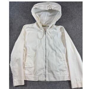 VINTAGE Eddie Bauer Jacket Womens White Hooded Full Zip Boxy Anorak 90s Medium
